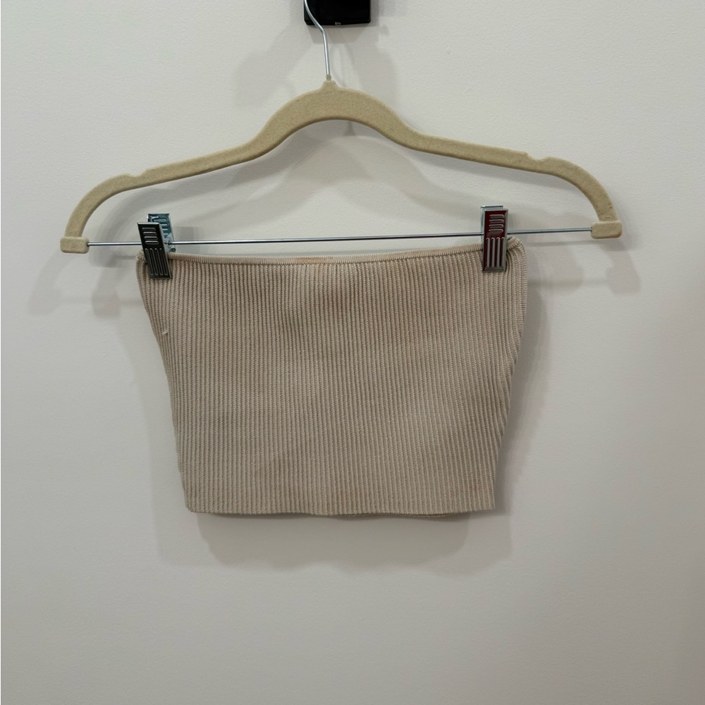 Aritzia Sculpt Knit Beige Tube Top